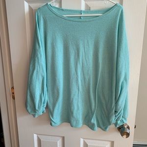 Teal off the shoulder sweater